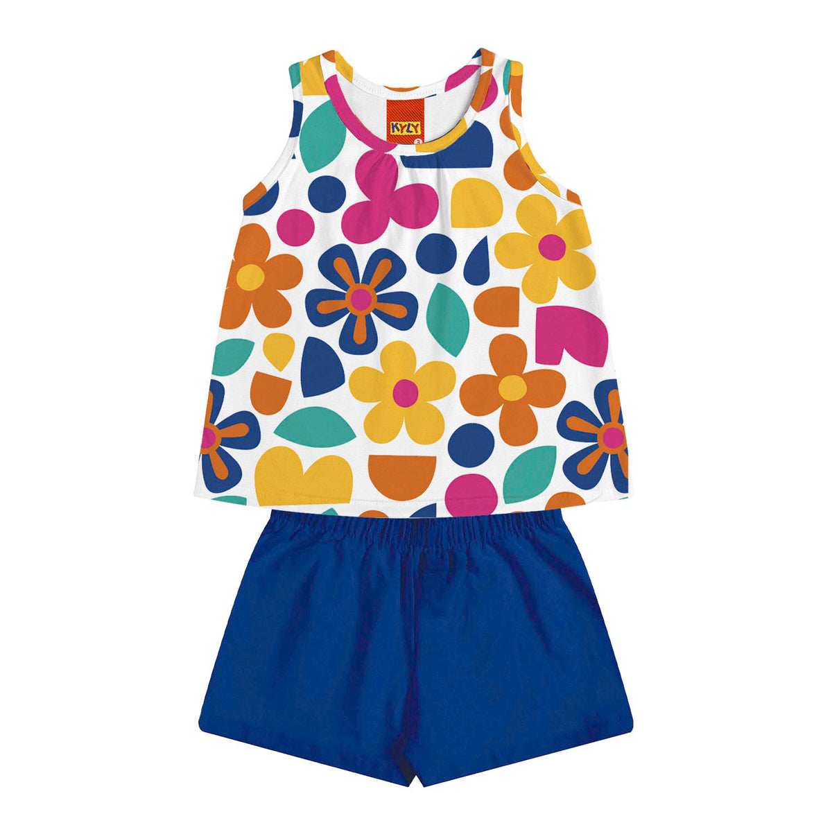 Conjunto Infantil Feminino Kyly Blusa Regata Florida e Shorts