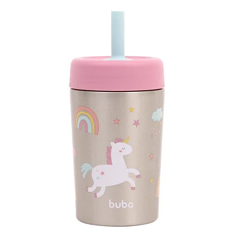 Copo Térmico Buba Parede Dupla Magic com Canudo Antivazamento 320ml +3A
