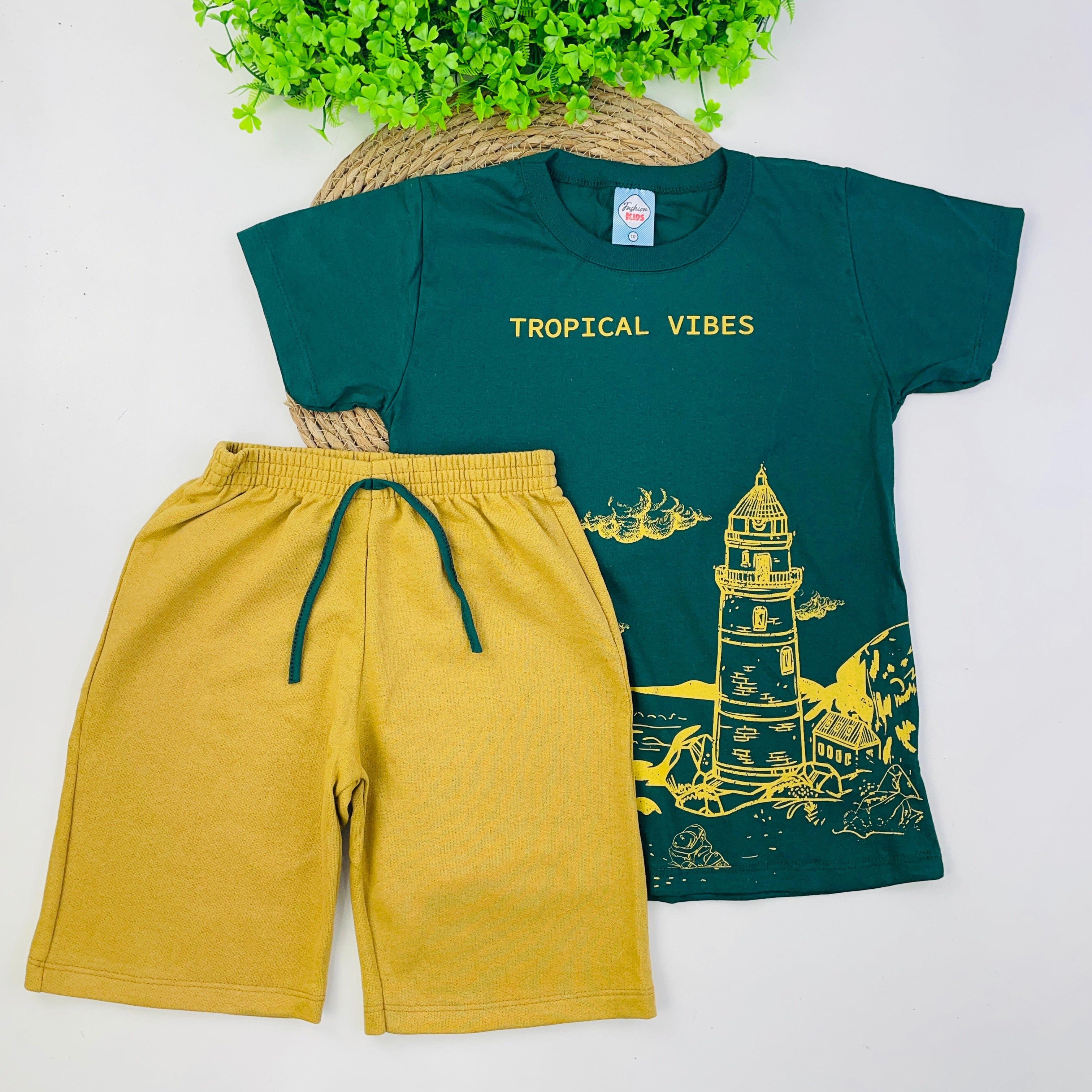 Conjunto Fashion Kids Infantil Masculino Estampa Verão Praia