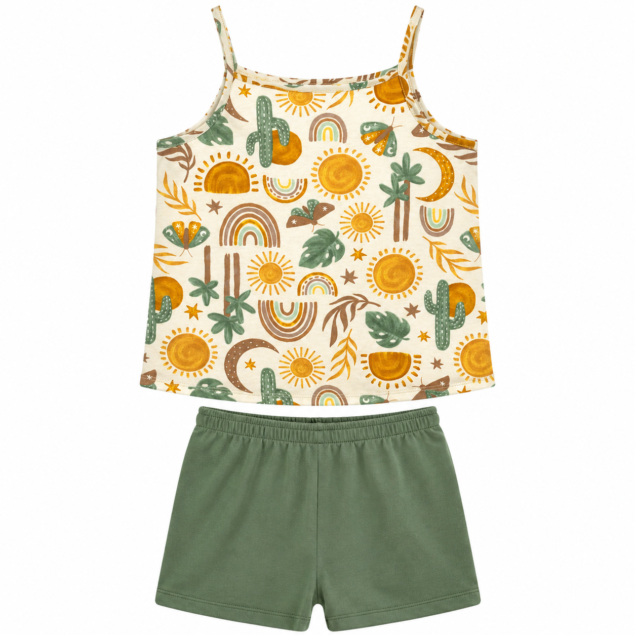 Conjunto Feminino Alakazoo Estampado Sol e Arco-Íris
