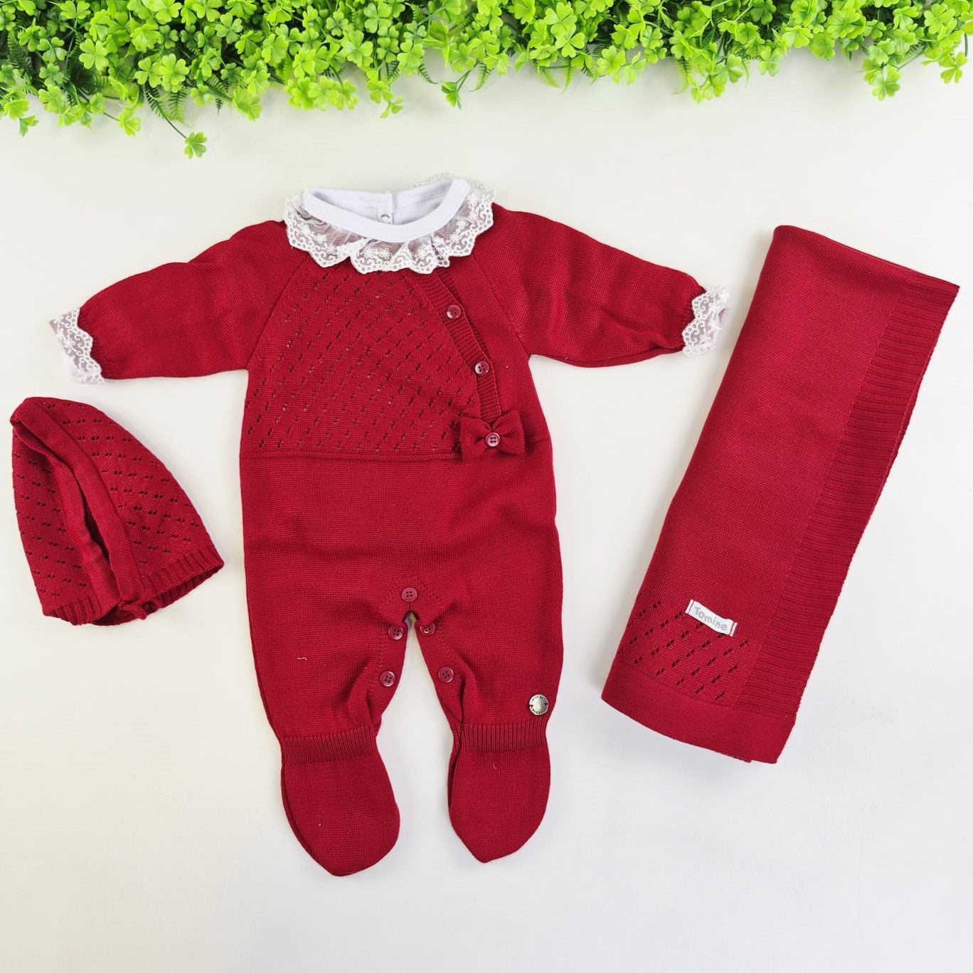 Saída de Maternidade Tamine Baby Alice Maria 4 Pçs - Romantismo e Delicadeza em Tricot de Luxo
