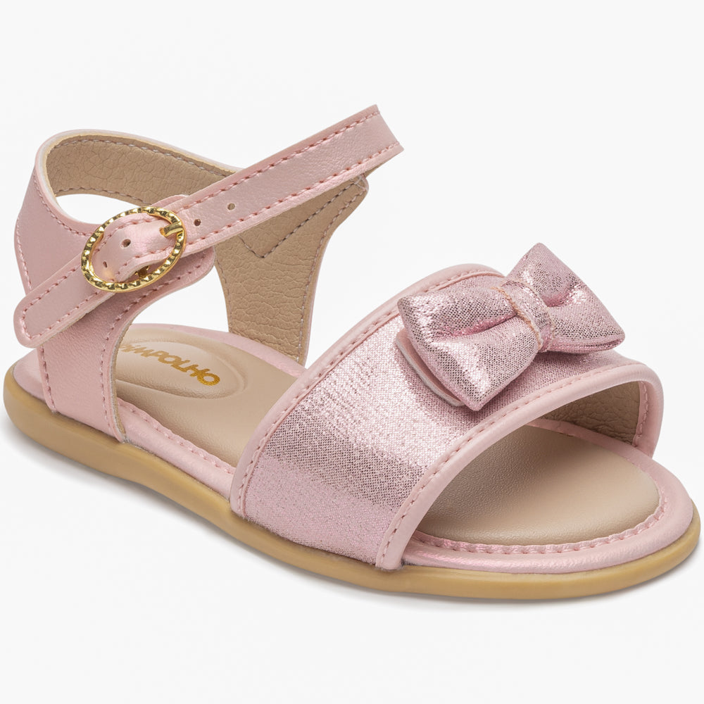 Sandália Infantil Feminina Pimpolho Fofura com Laço e Fechamento em Fivela