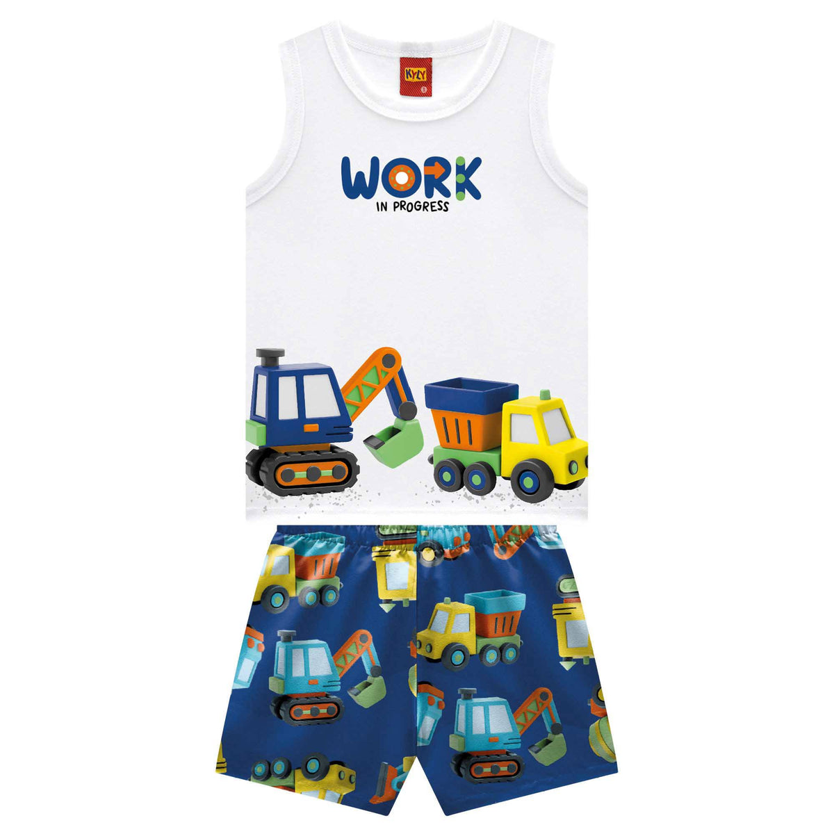 Conjunto Bebê Masculino Regata e Short Kyly Work In Progress