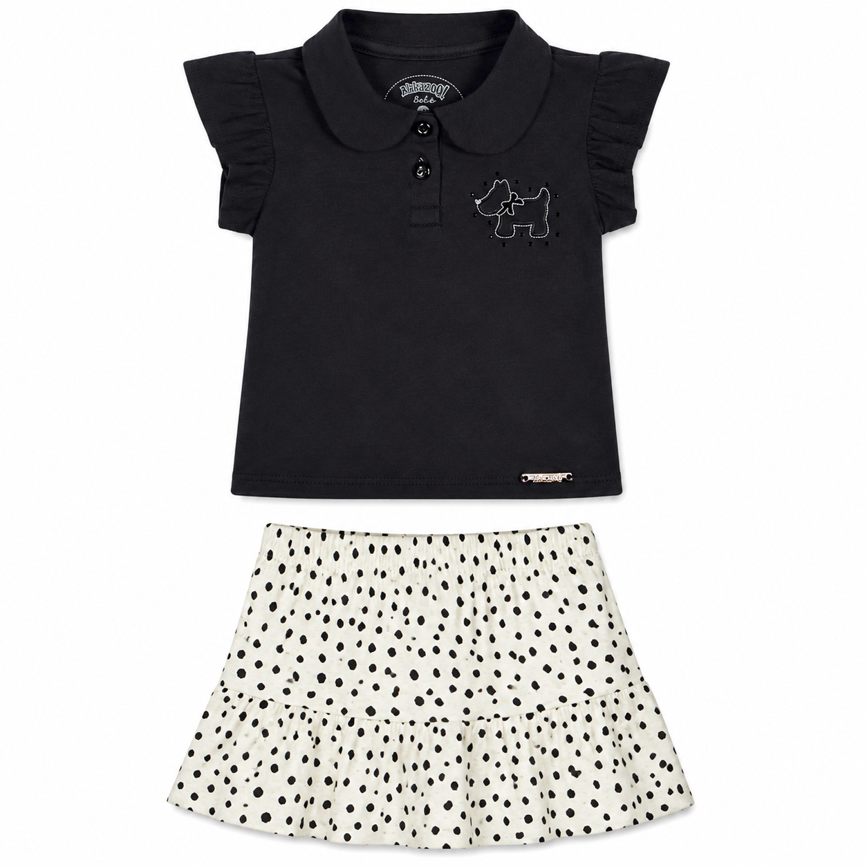 Conjunto Infantil Feminino Alakazoo Cachorrinho com Short-Saia