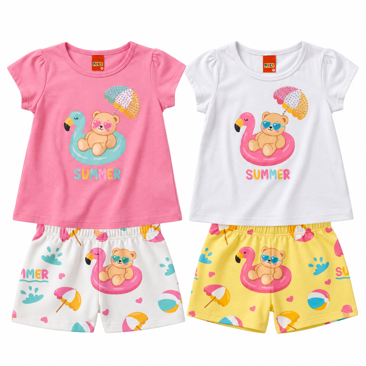 Conjunto Infantil Feminino Kyly Ursinho Summer Blusa e Short