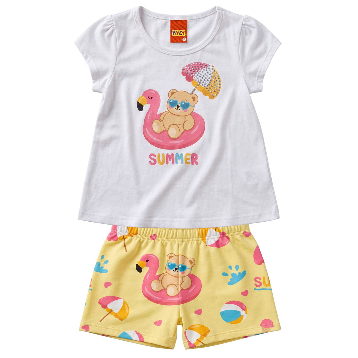 Conjunto Infantil Feminino Kyly Ursinho Summer Blusa e Short