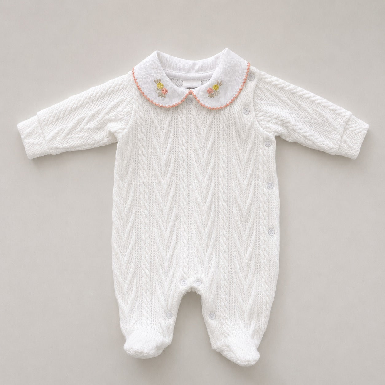 Macacão Infantil Feminino Longo Tricot Curioso Floral Maternidade