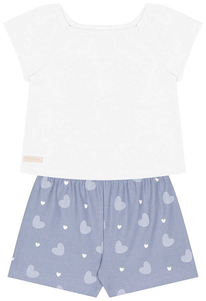 Conjunto Infantil Feminino Kamylus Corações – Conforto e Estilo para o Dia a Dia