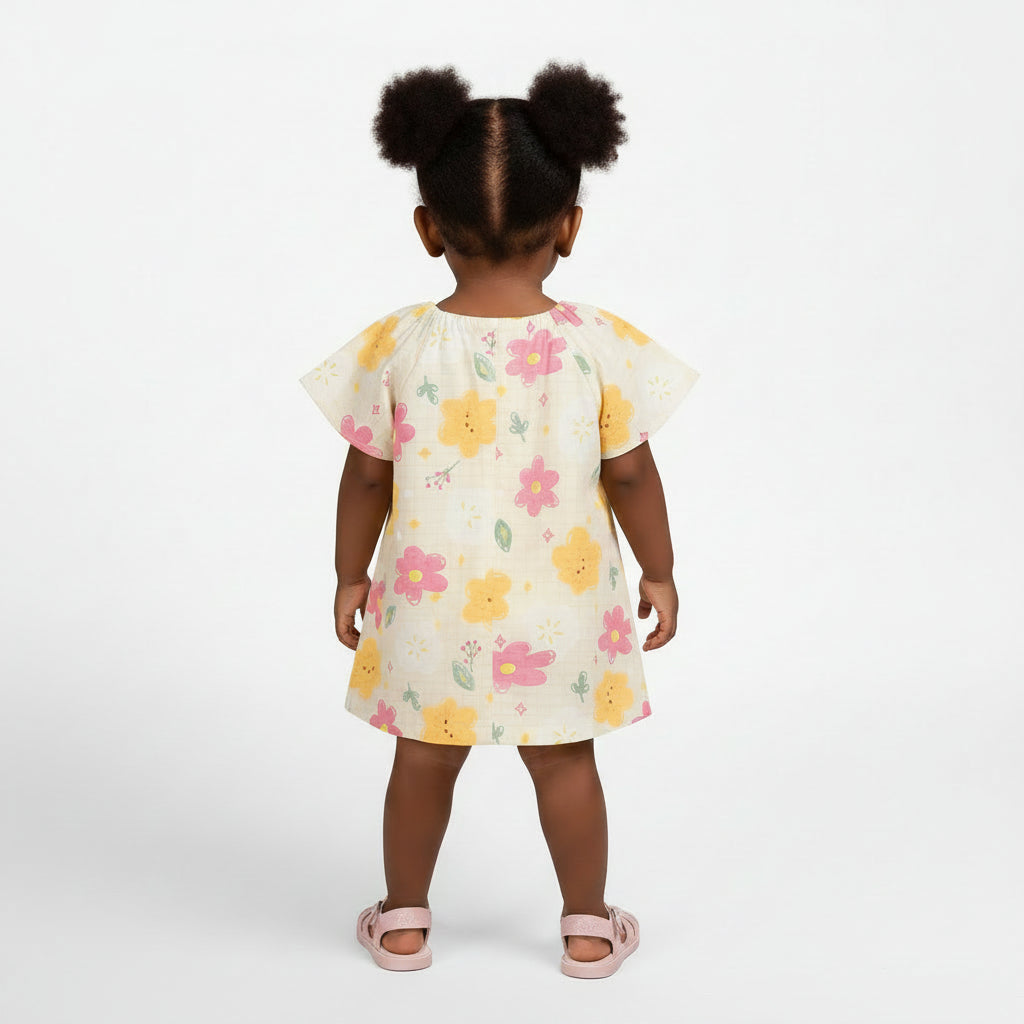 Vestido Infantil Alakazoo Flores Malha Nikko Casual