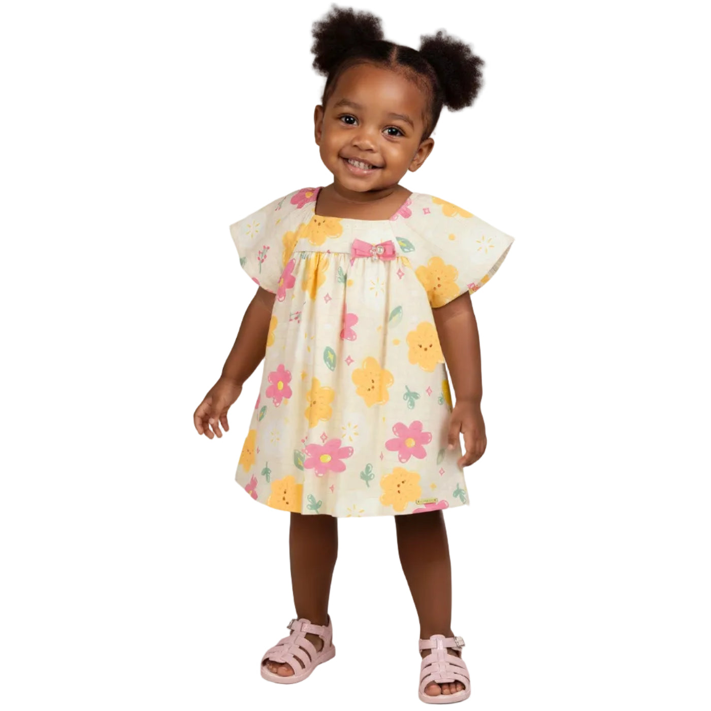 Vestido Infantil Alakazoo Flores Malha Nikko Casual