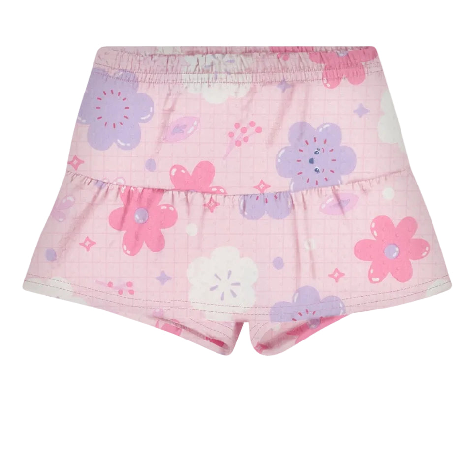 Conjunto Infantil Feminino Alakazoo Blooming Flowers Blusa e Short-Saia