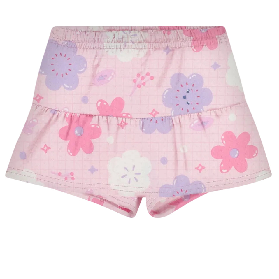 Conjunto Infantil Feminino Alakazoo Blooming Flowers Blusa e Short-Saia