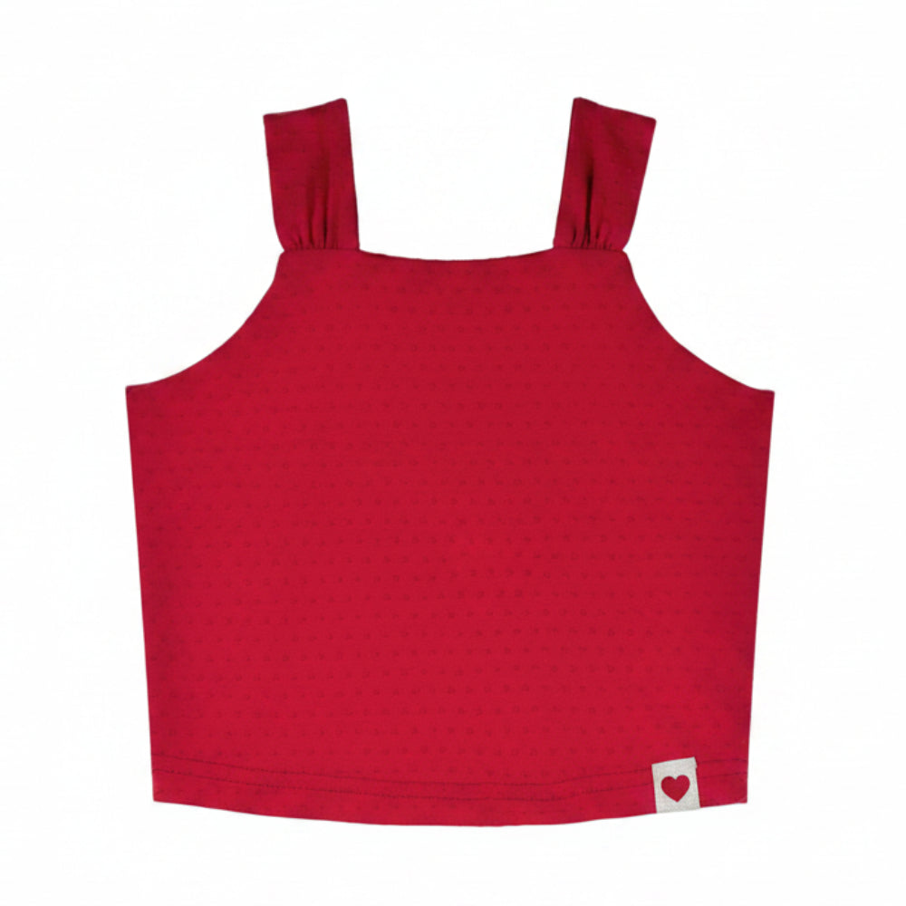 Conjunto Infantil Feminino Alakazoo Cerejas Coração Malha Nikko Cropped e Short-Saia