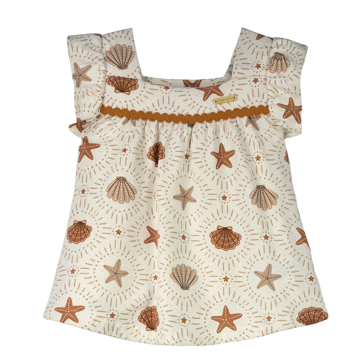 Conjunto Infantil Feminino Alakazoo Fundo do Mar Blusa Alcinha e Short Moletinho