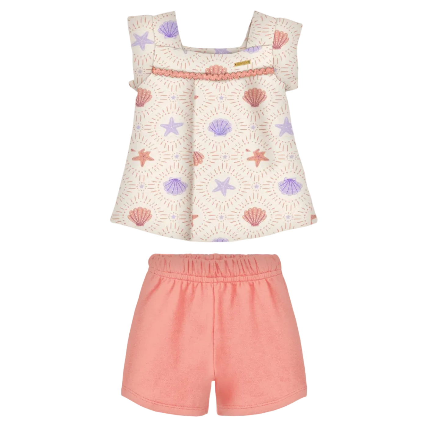 Conjunto Infantil Feminino Alakazoo Fundo do Mar Blusa Alcinha e Short Moletinho