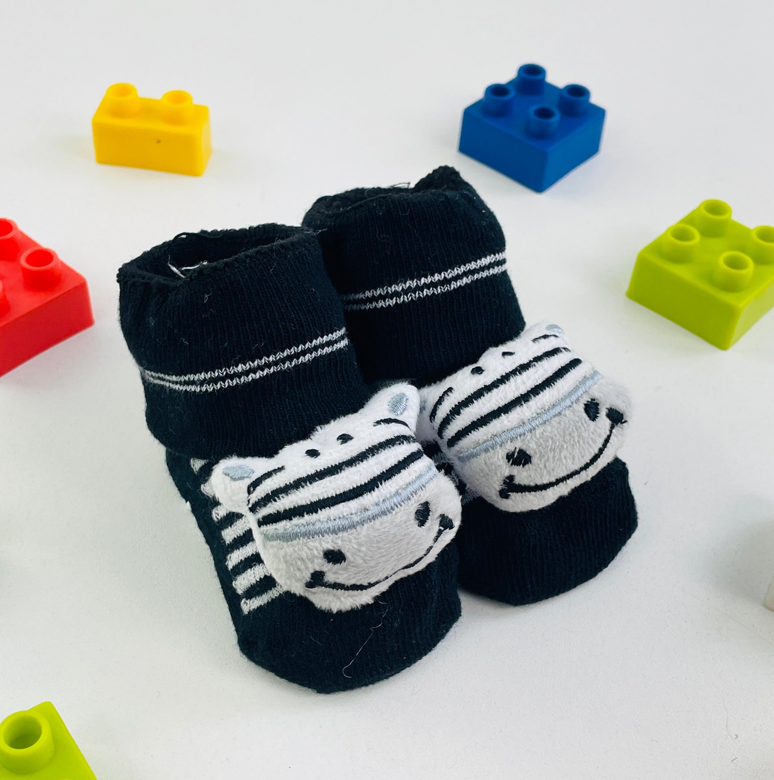 Meia Bichinhos Plin Baby Zebra Antiderrapante - Preto
