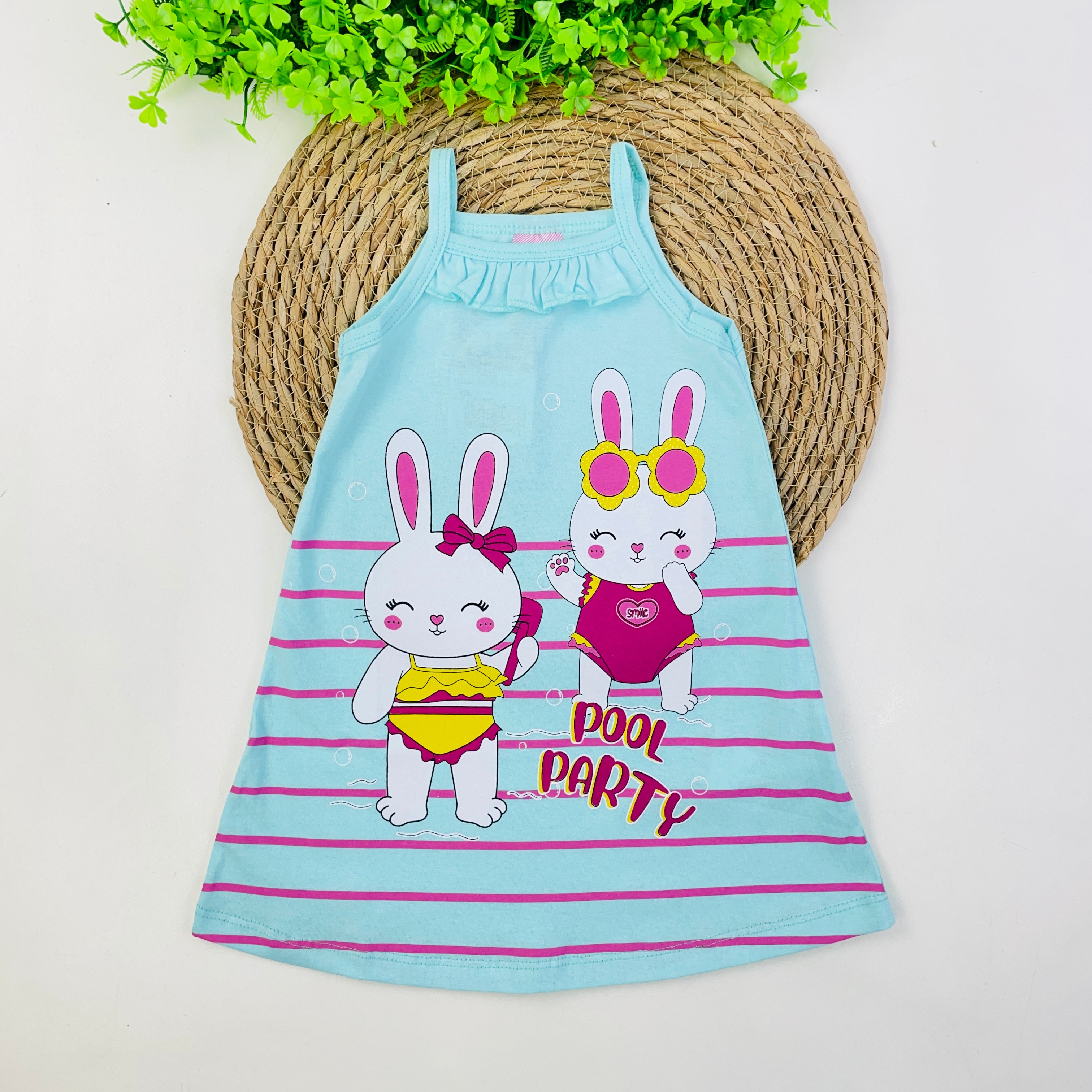 Vestido Fashion Kids Infantil Menina Coelhinhas Pool Party