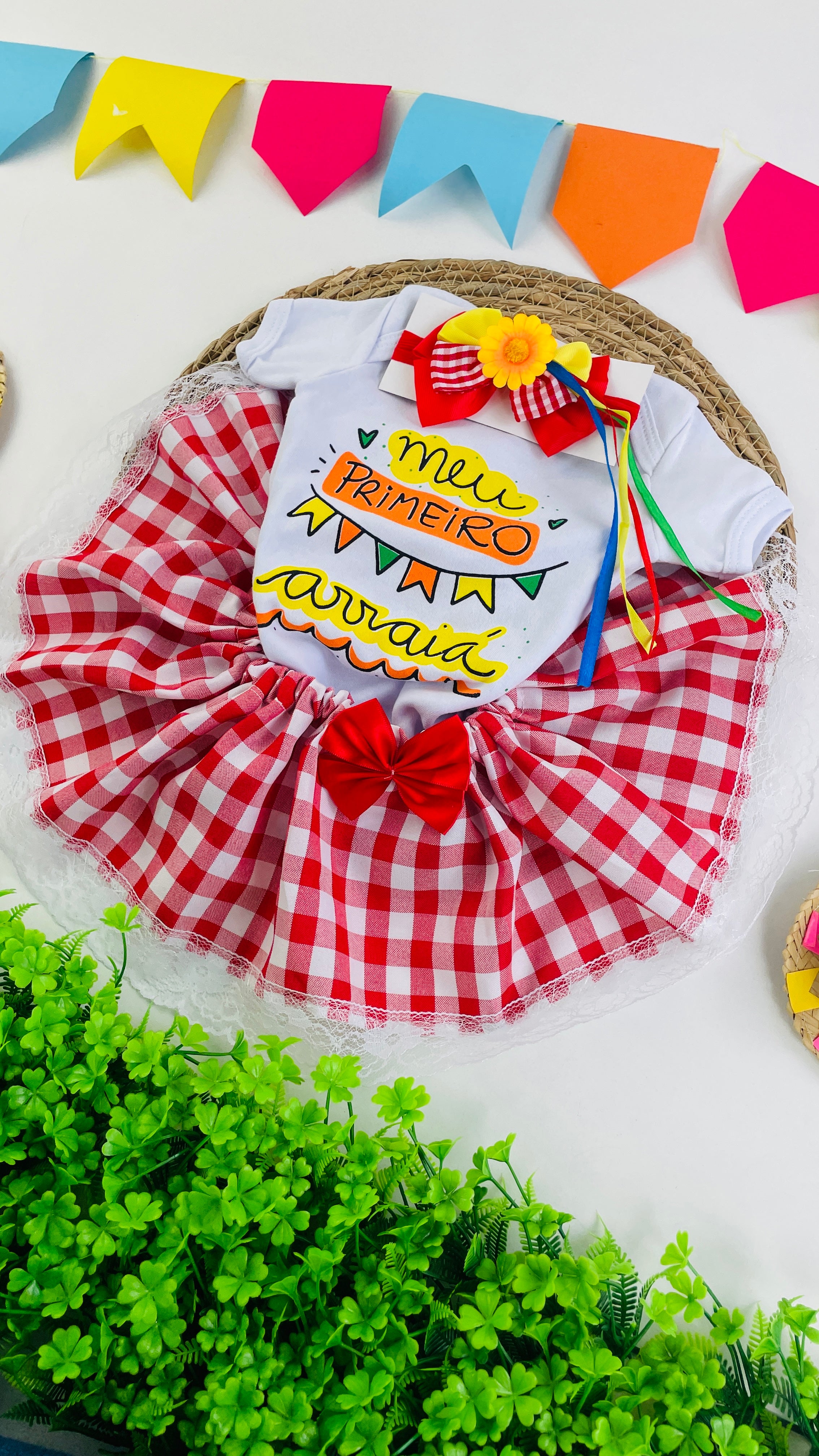 Look completo Body + Saia + Faixa de cabelo Festa Junina