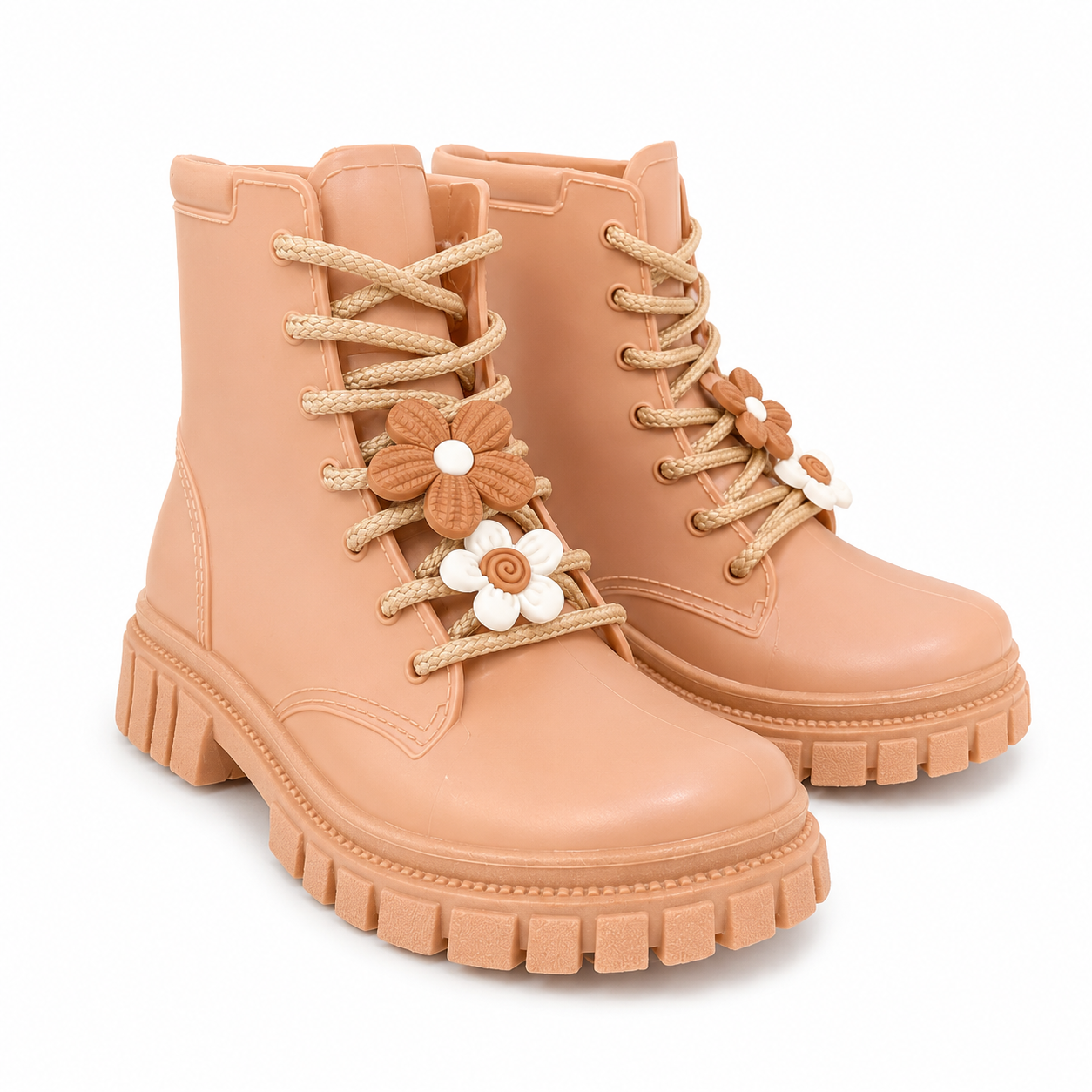 Bota Coturno Infantil Feminina LueLua Duda com Pins de Flores