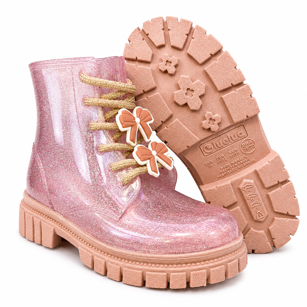 Bota Coturno Infantil Feminina LueLua Chloe com Pins de Lacinhos