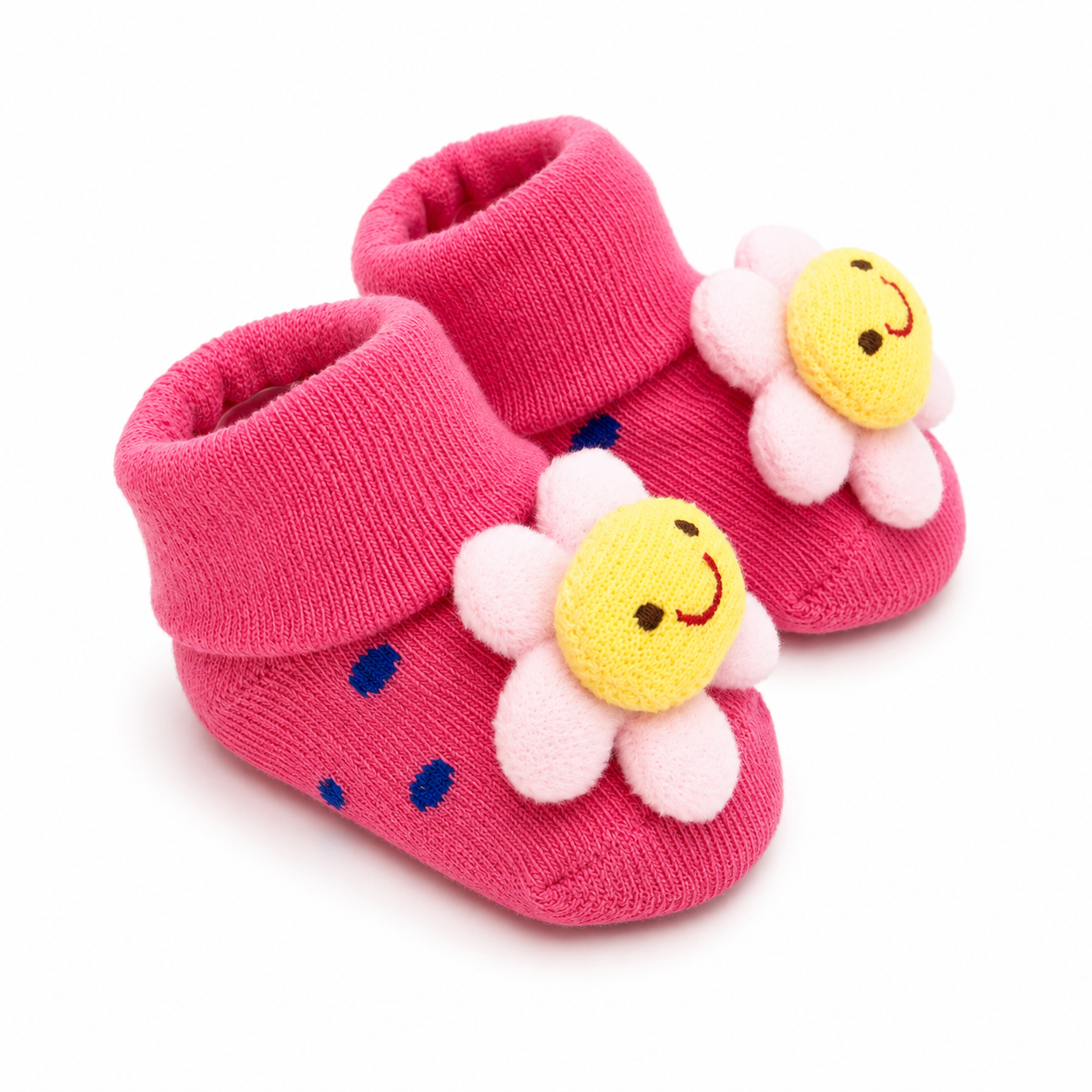 Meia Plin Baby Flor Antiderrapante Rosa