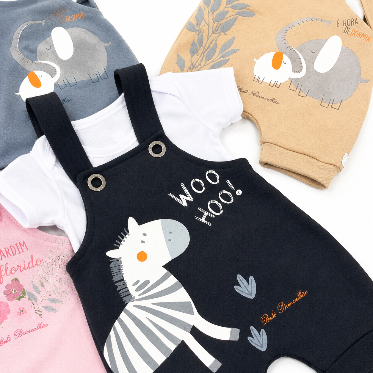 Conjunto Bebê Brincalhão Jardineira e Body 2 Peças