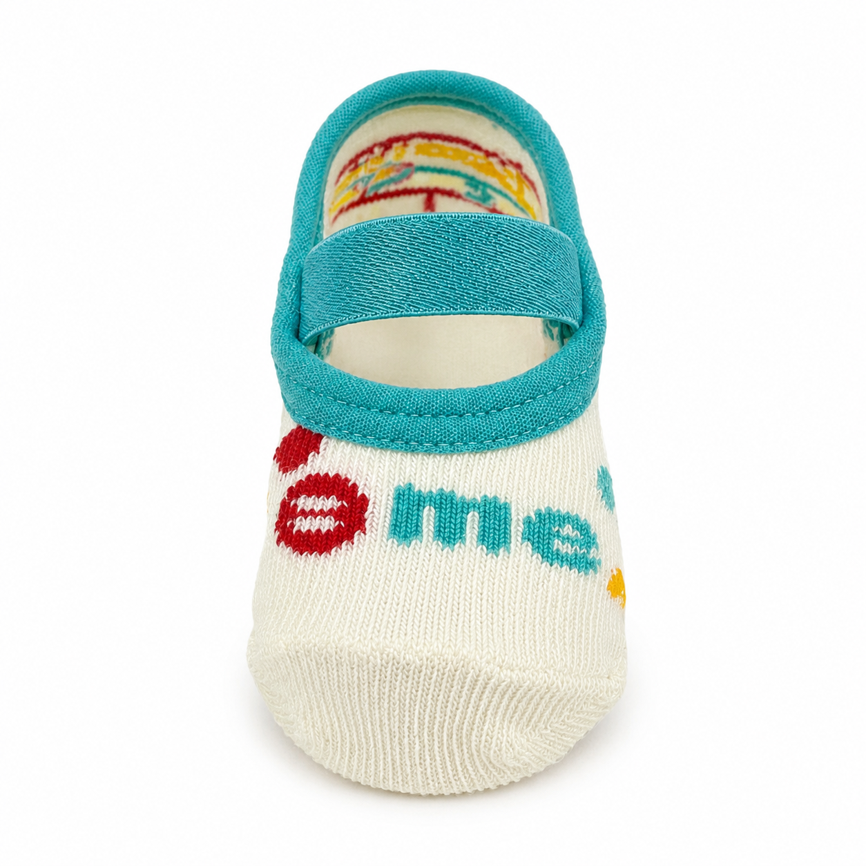 Meia Sapatilha Puket Mom Ou Dad Bebê Off White 0 a 4 Meses Confortável