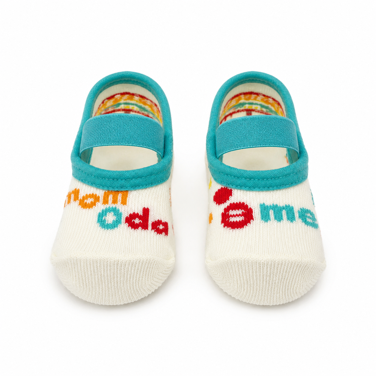 Meia Sapatilha Puket Mom Ou Dad Bebê Off White 0 a 4 Meses Confortável
