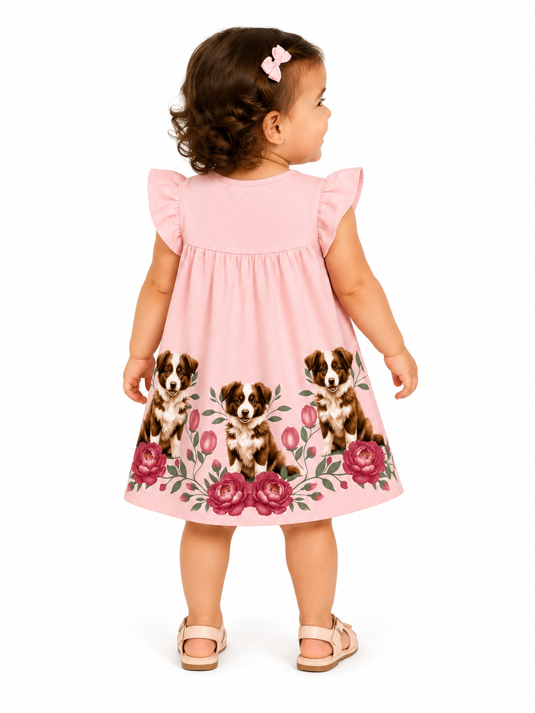Vestido Milon Cachorrinho Rosa e Lacinho de Pérolas