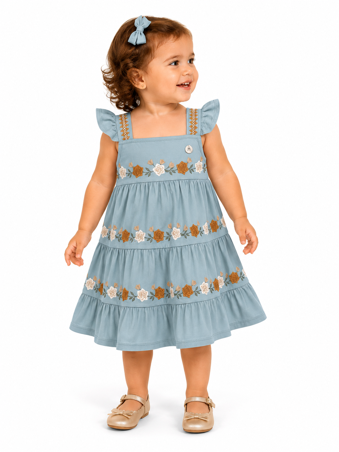 Vestido Milon em Camadas Estampa de Rosas