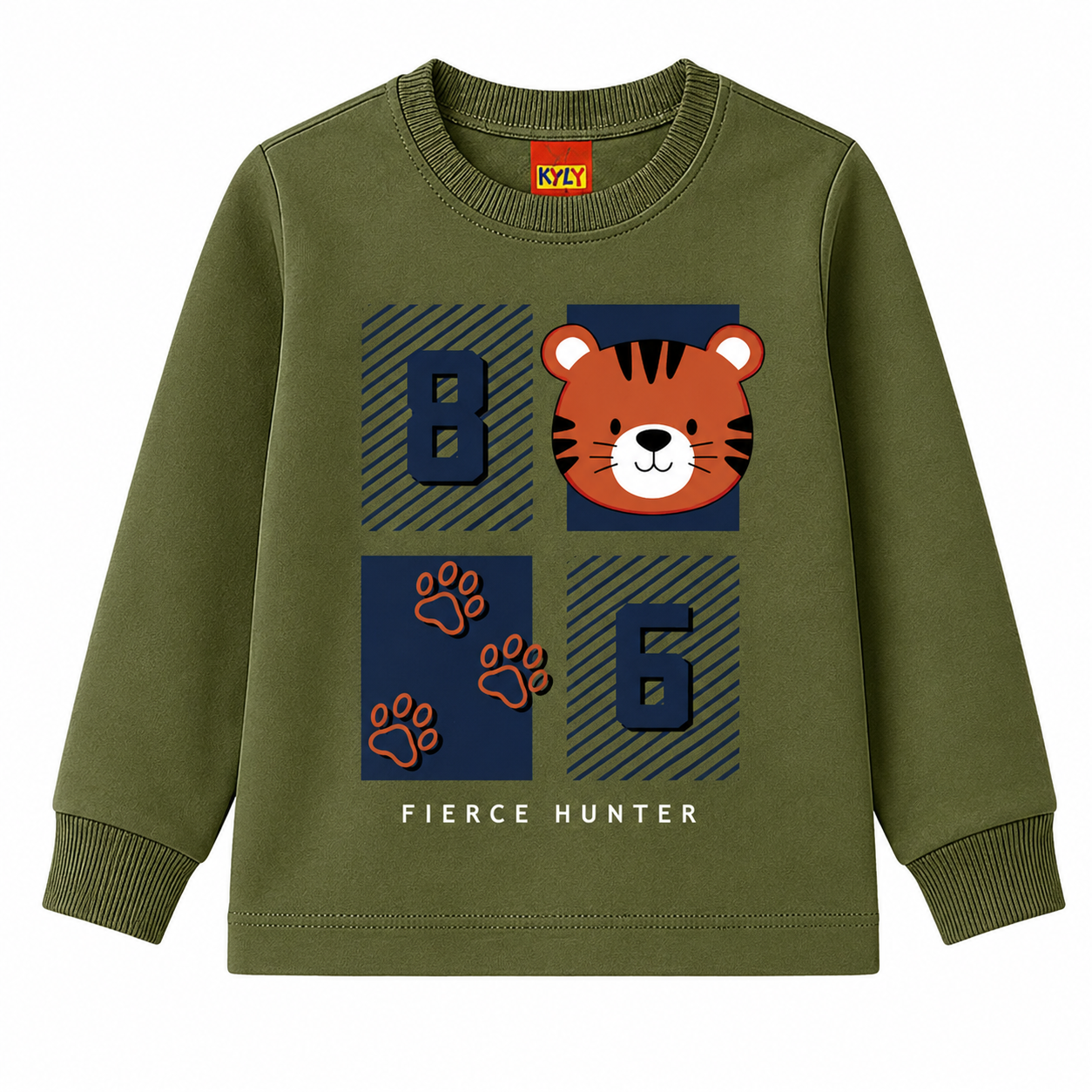 Conjunto Infantil Masculino Kyly Moletom Peluciado Fierce Hunter Tigre