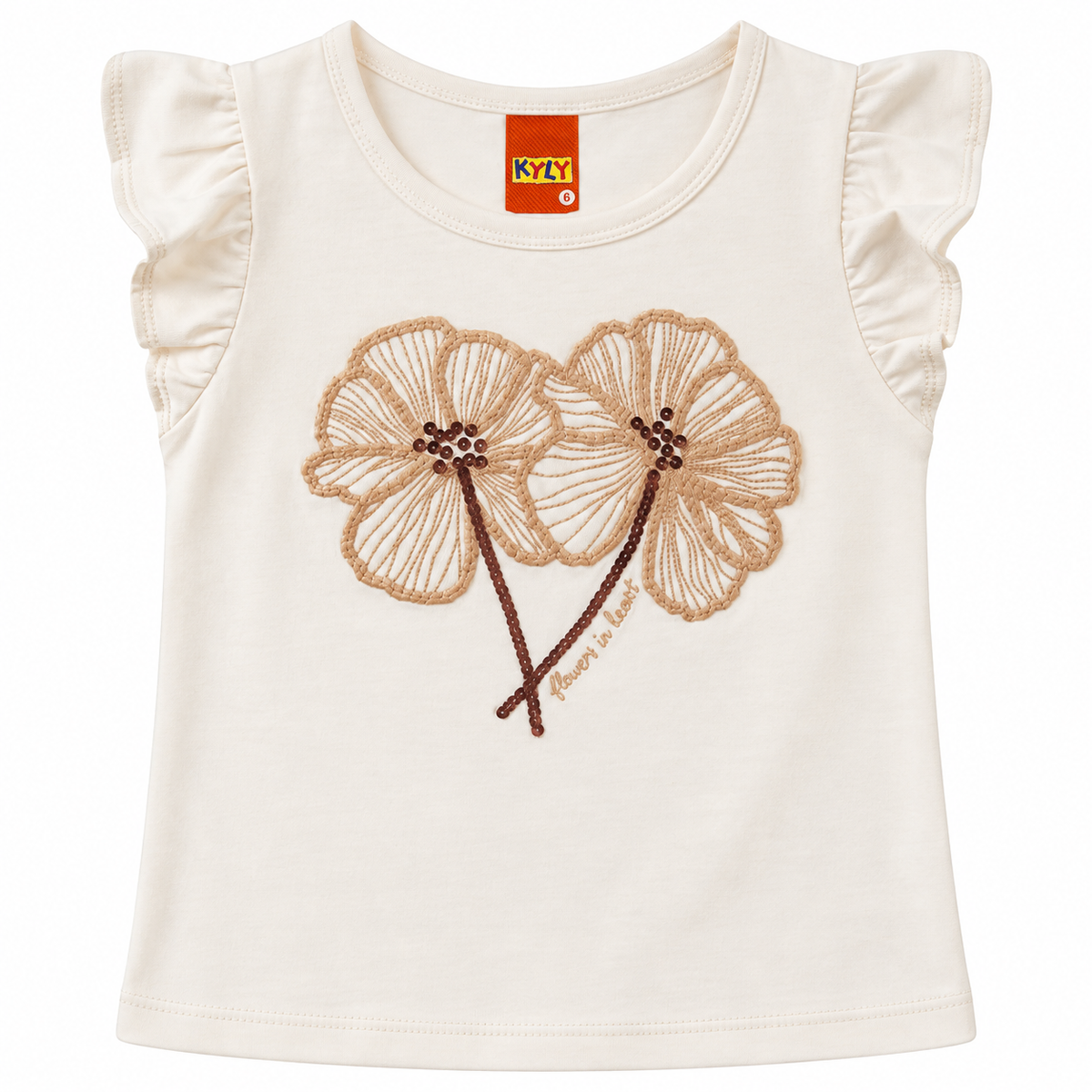 Conjunto Infantil Feminino Kyly Flowers in Heart Blusa e Short Saia