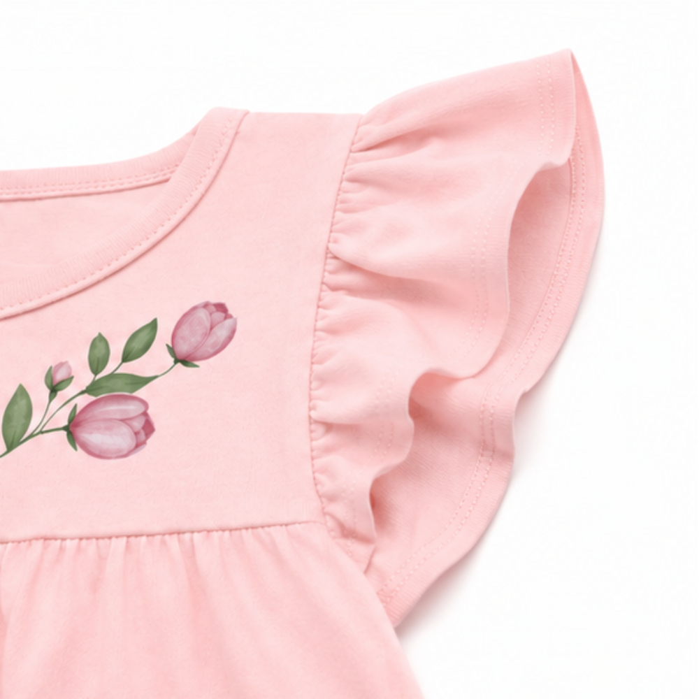 Vestido Milon Cachorrinho Rosa e Lacinho de Pérolas