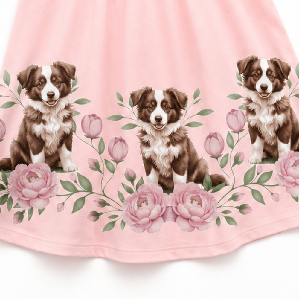 Vestido Milon Cachorrinho Rosa e Lacinho de Pérolas