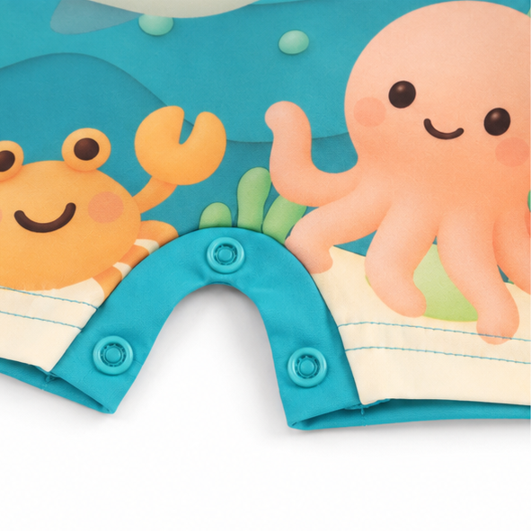 Macaquinho de Praia Infantil Baby Kamylus Tchibum Fundo do Mar Proteção UV 50+ Dri-Fit