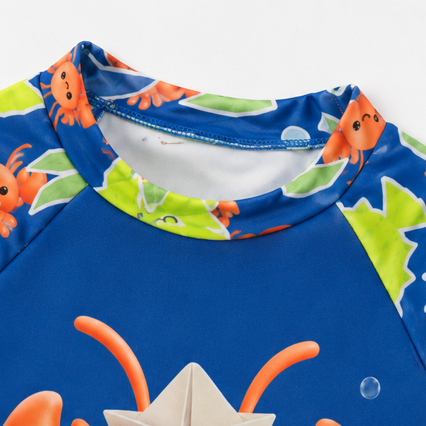 Conjunto de Praia Infantil Masculino Kamylus Tchibum Lagosta Proteção UV 50+ Dri-Fit com Sunga