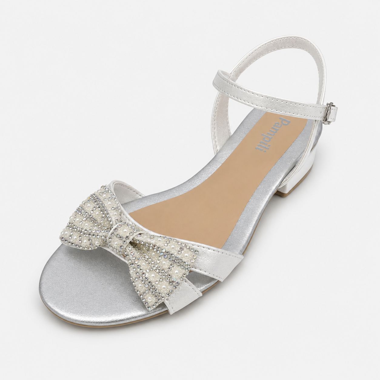 Sandália Infantil com Salto Pampili Fancy com Strass e Pérolas