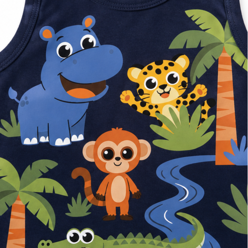 Regata Infantil Masculina Kyly Safari Animais da Selva