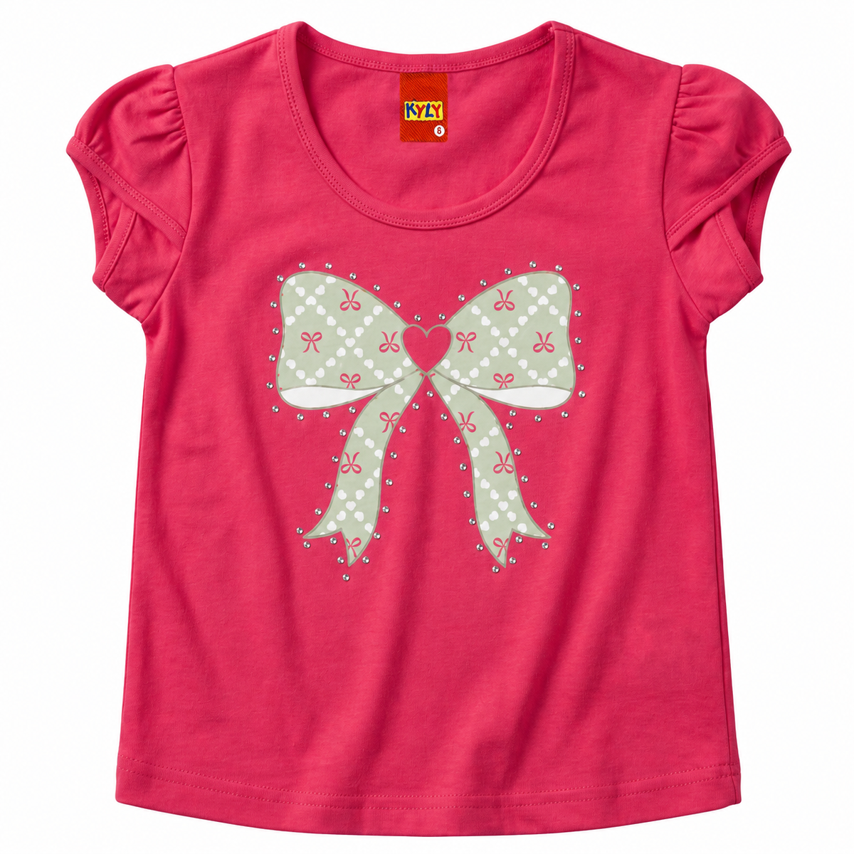 Conjunto Infantil Feminino Kyly Lacinho com Strass Blusa e Short