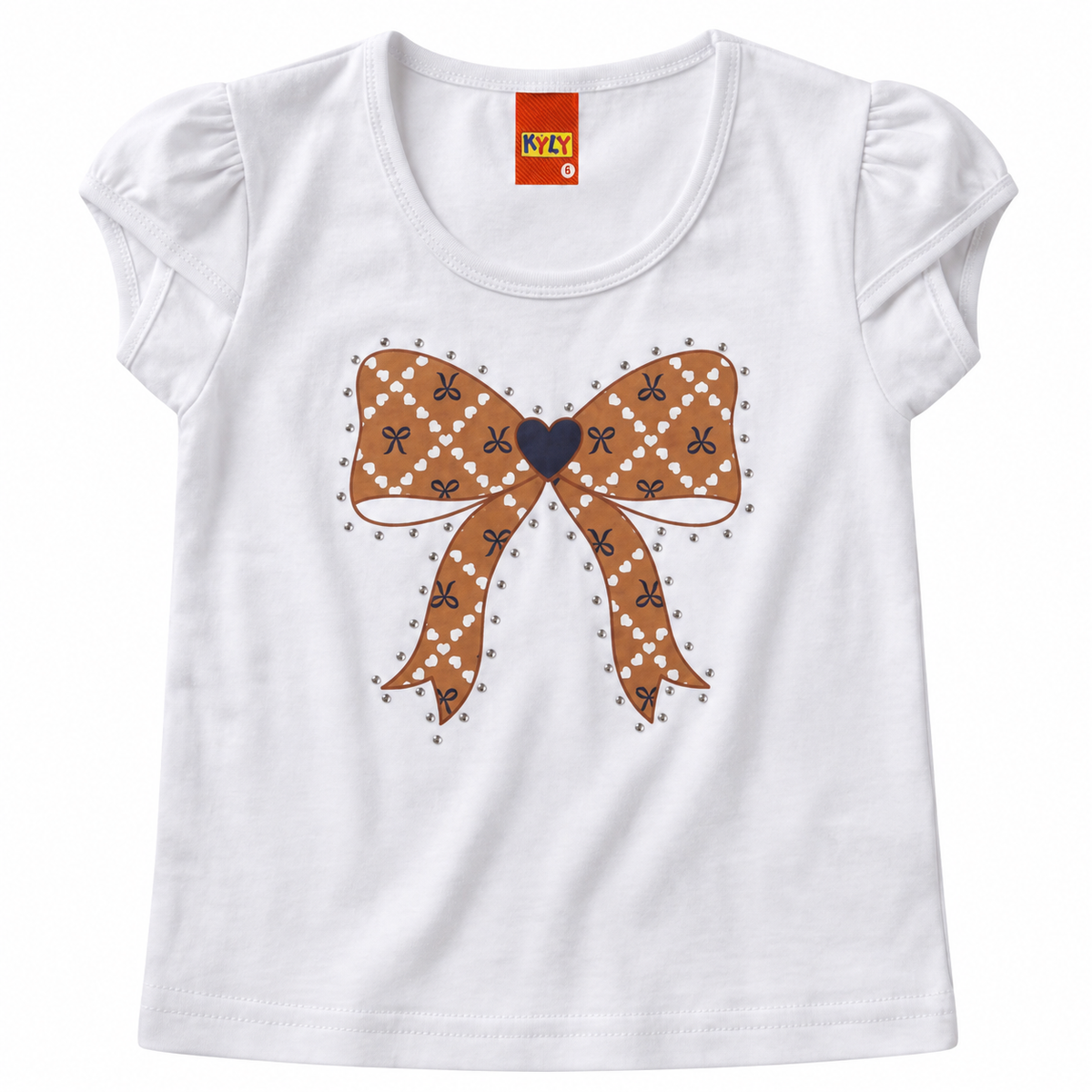 Conjunto Infantil Feminino Kyly Lacinho com Strass Blusa e Short