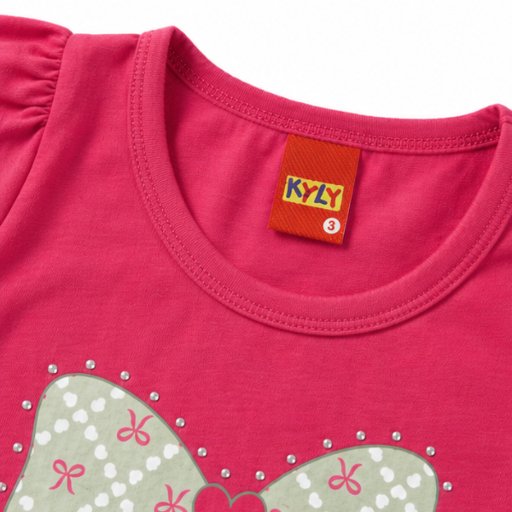 Conjunto Infantil Feminino Kyly Lacinho com Strass Blusa e Short