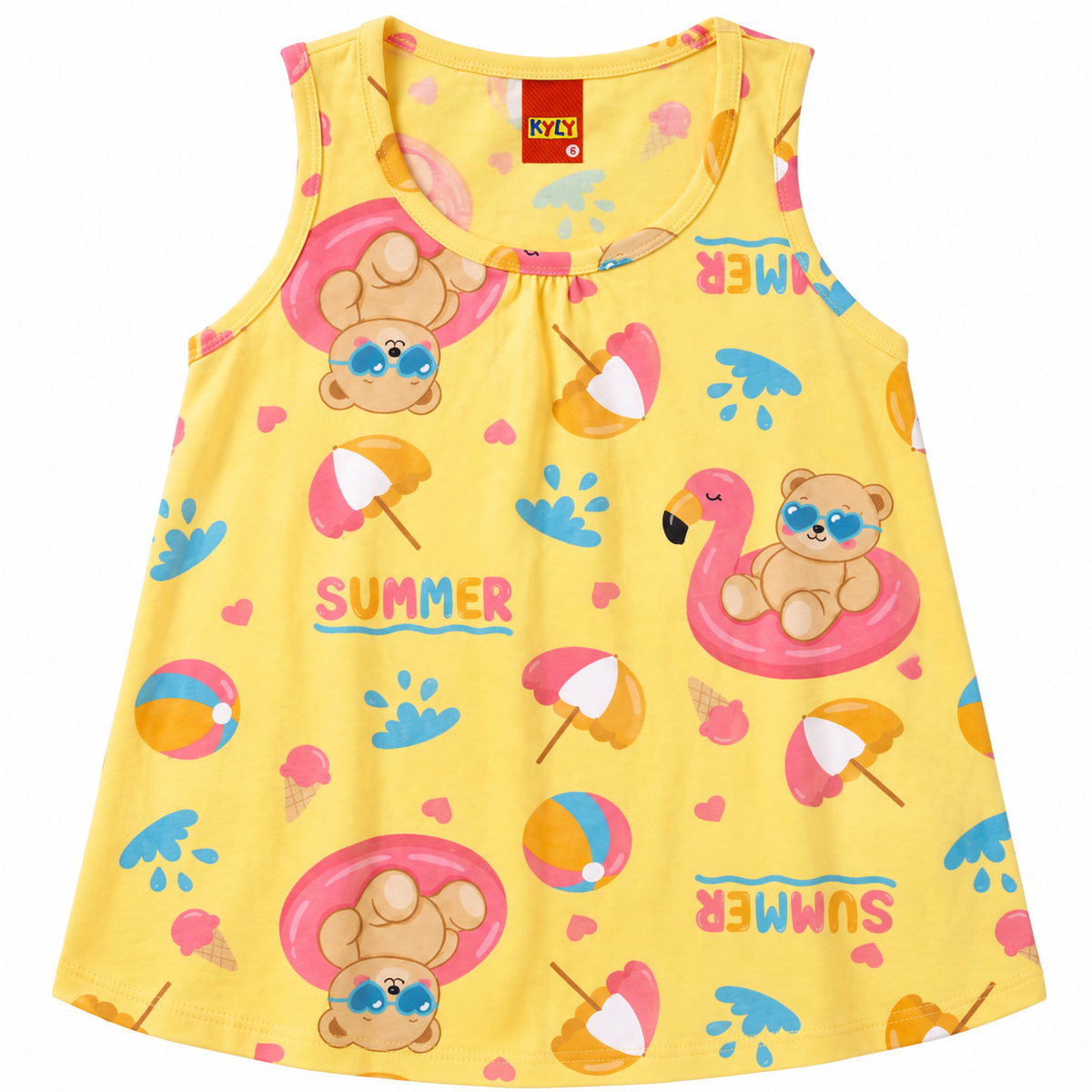 Conjunto Infantil Feminino Kyly Estampado Summer Regata e Ciclista