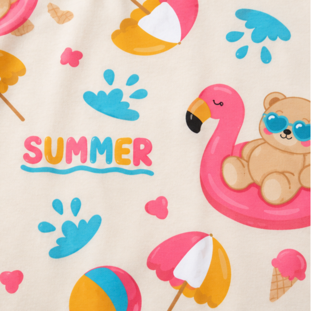 Conjunto Infantil Feminino Kyly Estampado Summer Regata e Ciclista