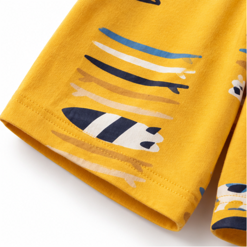 Conjunto Infantil Masculino Kyly Pranchas The Waves Camiseta e Bermuda