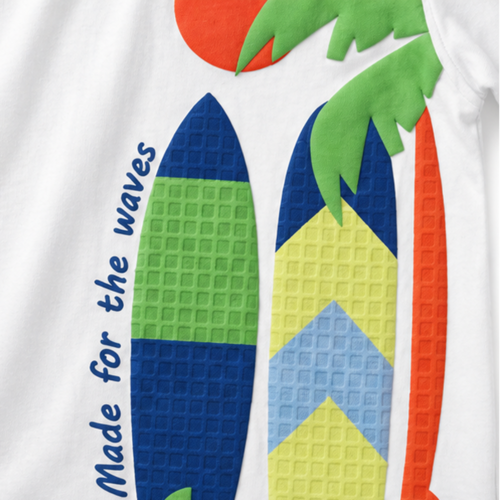 Conjunto Infantil Masculino Kyly Pranchas The Waves Camiseta e Bermuda