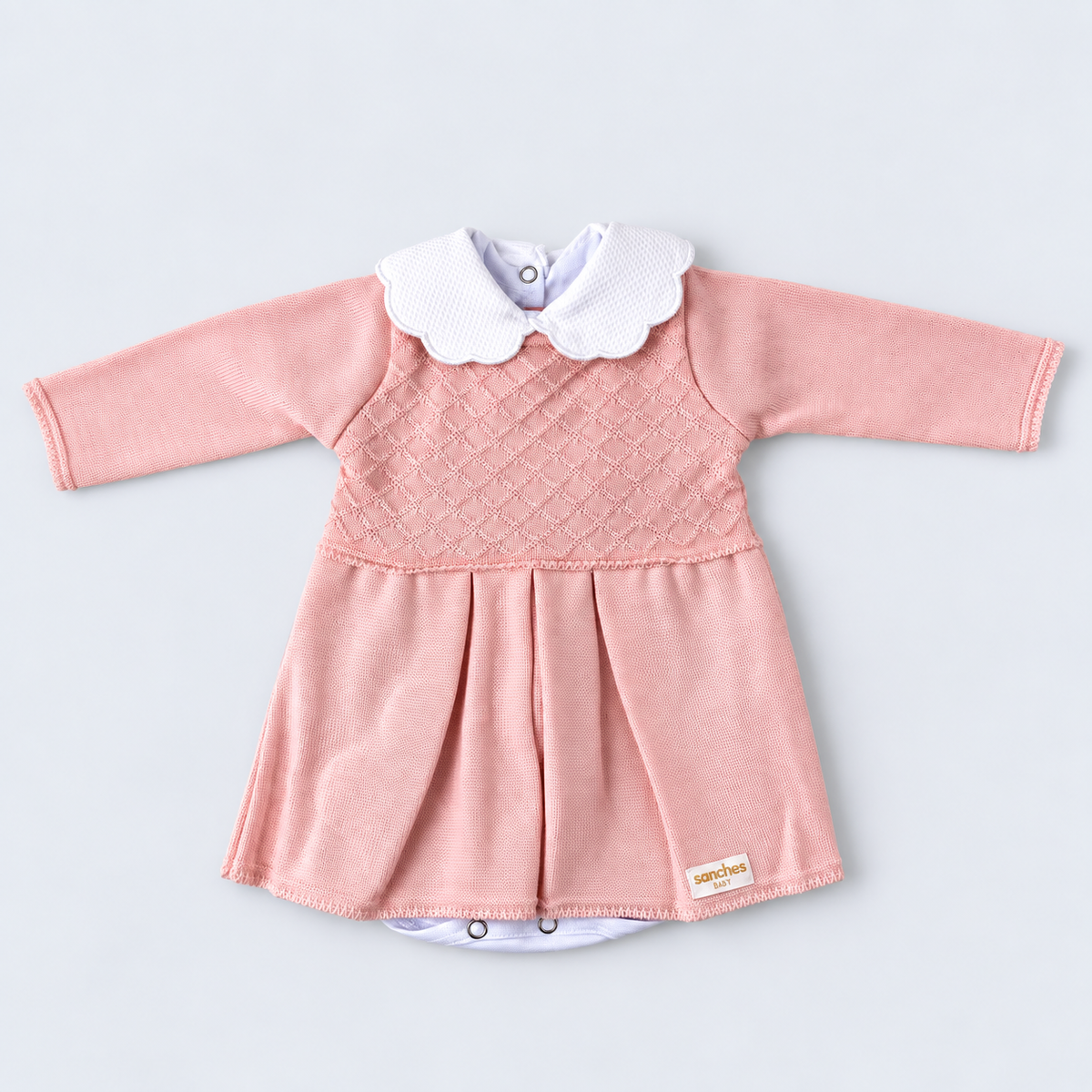Kit Vestidinho Sanches Baby em Tricot 5 Peças