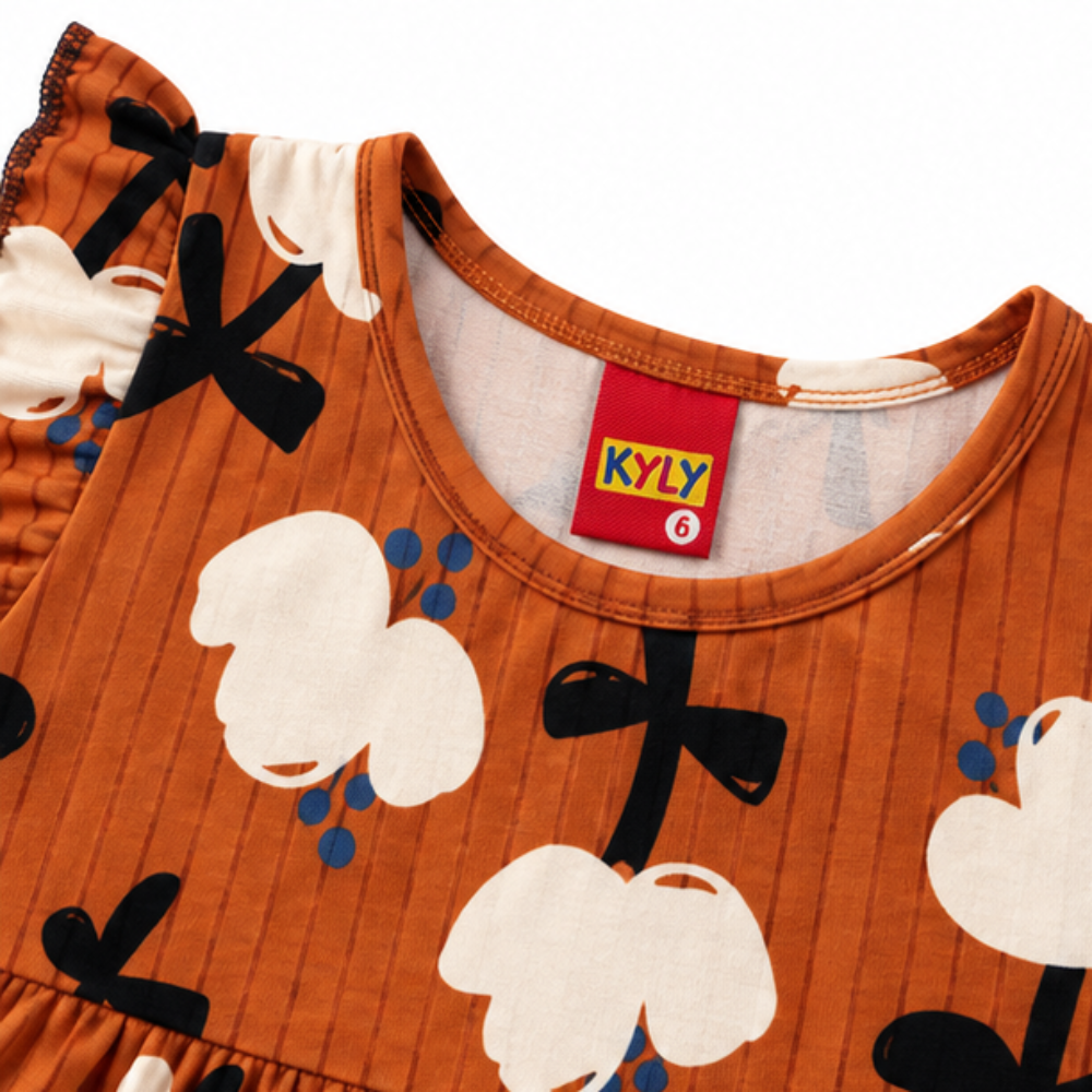Conjunto Infantil Feminino Kyly Flor de Algodão Blusa e Short