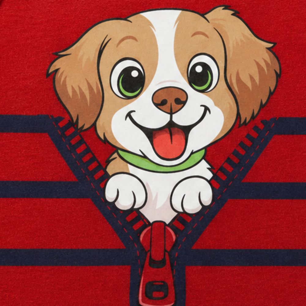 Regata Infantil Masculina Kyly Cachorrinho Zíper Listrada