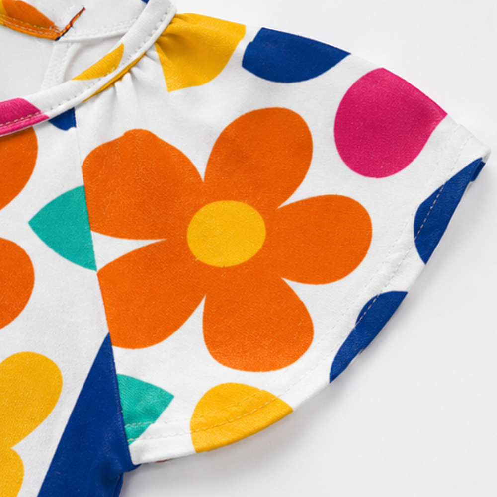 Vestido Infantil Feminino Kyly Floral Retrô Algodão