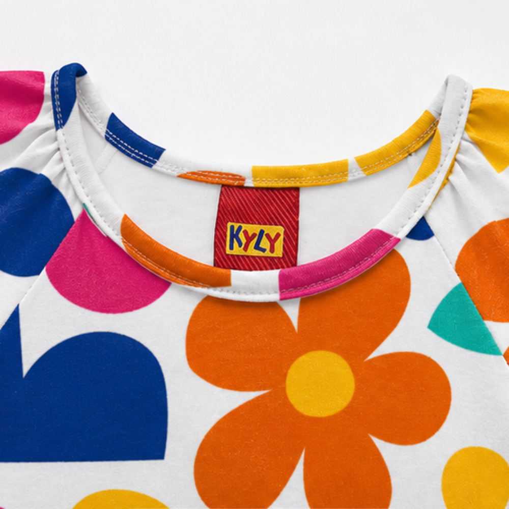 Vestido Infantil Feminino Kyly Floral Retrô Algodão